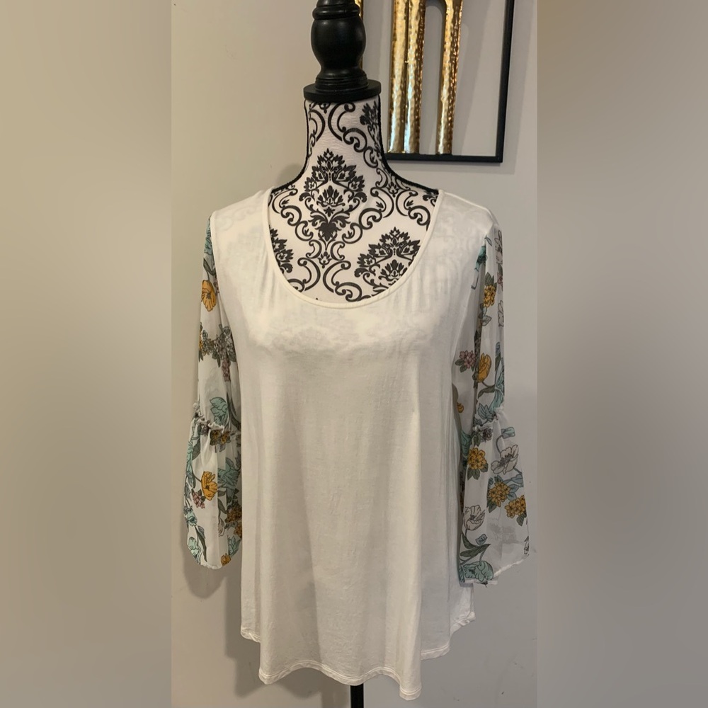 Maurices Mixed Floral Print Ruffle Sleeve Blouse